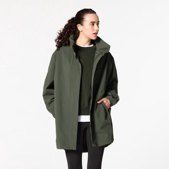 Uniqlo Women Blocktech Half Olive Green Coat - Size Medium - Picture 1 of 10